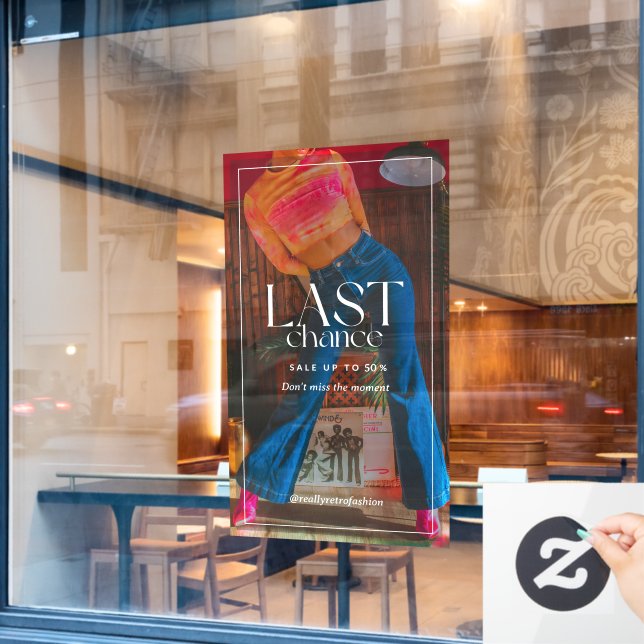 Customise Minimal Modern 90s Fashion Sale Clearanc Window Cling (Cafe Window)