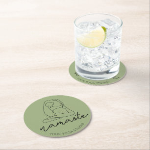 Customise Minimalist Yoga Pose Round Paper Coaster