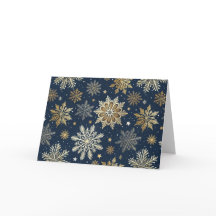 Customise Modern Navy & Gold Snowflakes