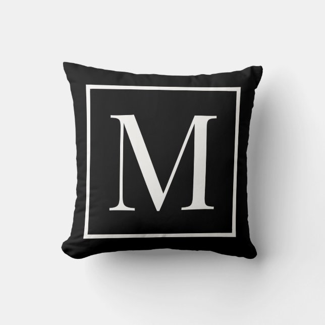 Customise monogram black white | Any background  Cushion (Front)