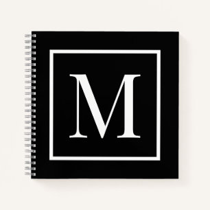 Customise monogram black white   Any background  Notebook