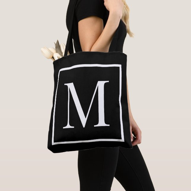Customise monogram black white | Any background  Tote Bag (Close Up)