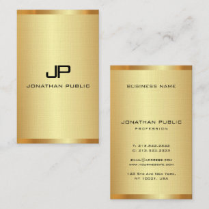 Customise Monogram Elegant Faux Gold Vertical Business Card