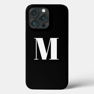 Customise monogram initial black white iPhone 13 pro case