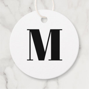 Customise monogram initial black white gift favour tags