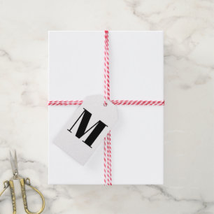 Customise monogram initial black white gift tags