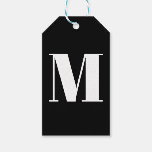 Customise monogram initial black white gift tags