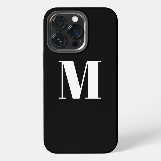 Customise monogram initial black white iPhone case (Back)