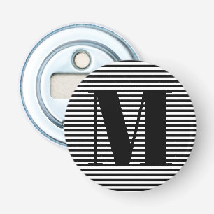 Customise monogram initial black white stripes bottle opener