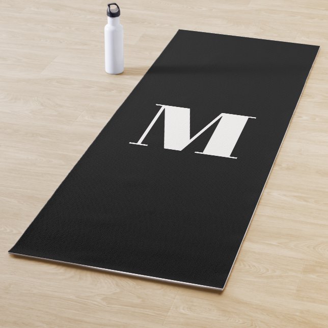 Customise monogram initial black white yoga mat (In Situ)