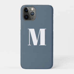 Customise monogram initial blue / grey white iPhone 11 pro case