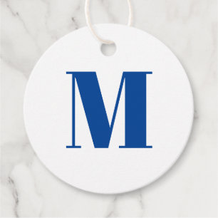 Customise monogram initial blue white gift favour tags