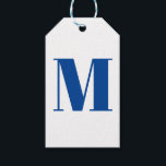 Customise monogram initial blue white gift tags<br><div class="desc">Customise monogram initial blue white Gift Tags</div>