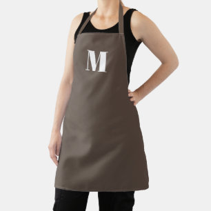 Customise monogram initial brown white apron