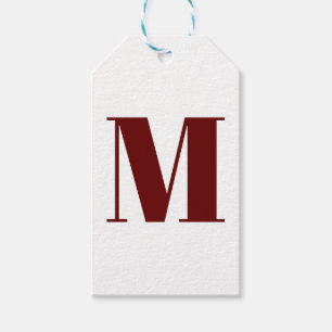 Customise monogram initial burgundy maroon white gift tags