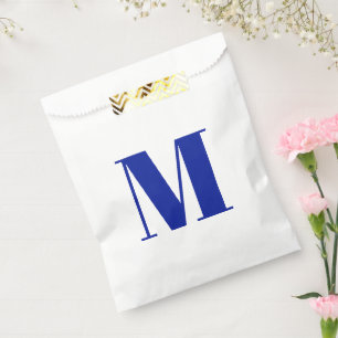 Customise monogram initial cobalt blue white gift favour bags