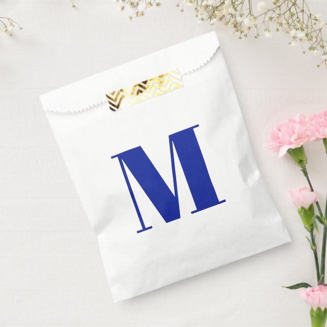 Customise monogram initial cobalt blue white gift favour bags (Sealed)