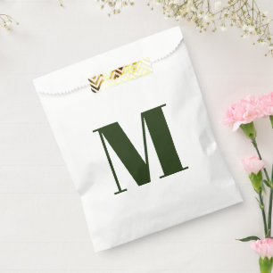 Customise monogram initial dark green white gift favour bags