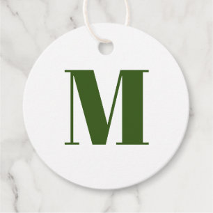 Customise monogram initial green white gift favour tags