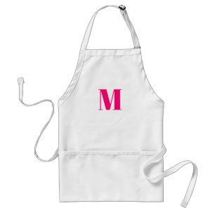 Customise monogram initial hot pink fuchsia white standard apron