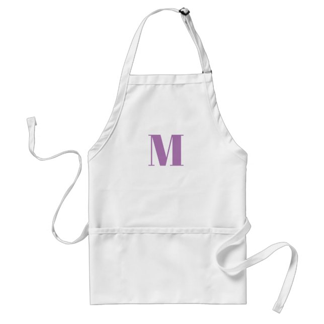 Customise monogram initial lavender lilac white standard apron (Front)