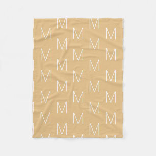 Customise monogram initial letter camel khaki fleece blanket
