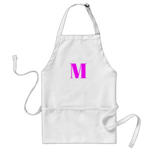 Customise monogram initial magenta pink white standard apron