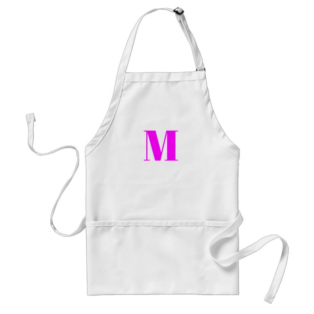 Customise monogram initial magenta pink white standard apron (Front)