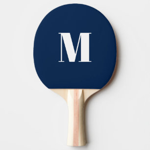 Customise monogram initial navy blue white ping pong paddle