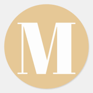 Customise monogram initial number camel khaki classic round sticker