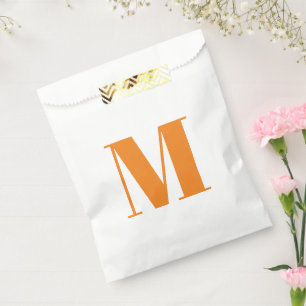 Customise monogram initial orange white favour bags