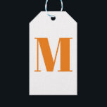 Customise monogram initial orange white gift tags<br><div class="desc">Customise monogram initial orange white Gift Tags</div>