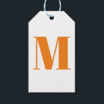 Customise monogram initial orange white gift tags<br><div class="desc">Customise monogram initial orange white Gift Tags</div>
