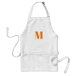 Customise monogram initial orange white standard apron
