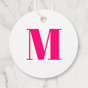 Customise monogram initial pink fuchsia white gift favour tags