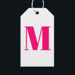 Customise monogram initial pink fuchsia white gift tags<br><div class="desc">Customise monogram initial hot pink fuchsia white Gift Tags</div>
