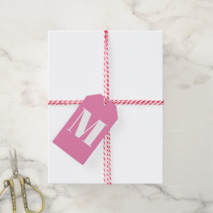 Customise monogram initial pink white gift tags