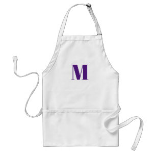 Customise monogram initial purple violet white standard apron