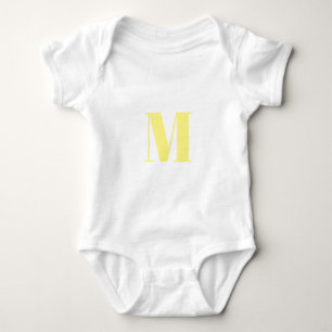 Customise monogram initial yellow white baby bodysuit