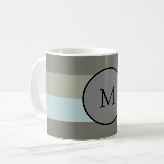 Customise monogram Modern Colours stripes Trendy Coffee Mug (Front Left)