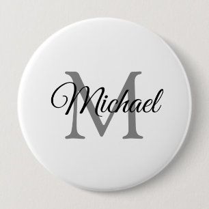 Customise Monogram Name White Template Huge 10 Cm Round Badge
