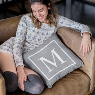 Customise monogram on grey cushion