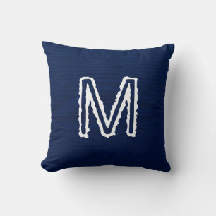 Customise Monogram on Navy Blue Jeans Pillow