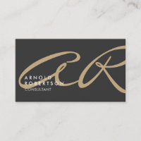 Customise Monogram Plain Grey Beige Business Card