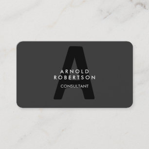 Customise Monogram Plain Grey Trendy Business Card
