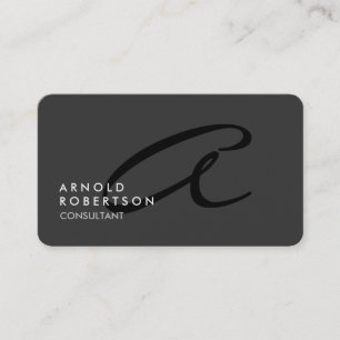Customise Monogram Plain Grey Trendy Business Card