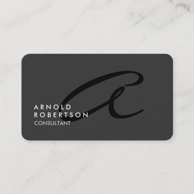 Customise Monogram Plain Grey Trendy Business Card (Front)