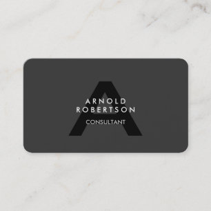 Customise Monogram Plain Grey Trendy Business Card