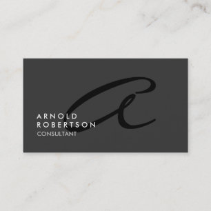 Customise Monogram Plain Grey Trendy Business Card