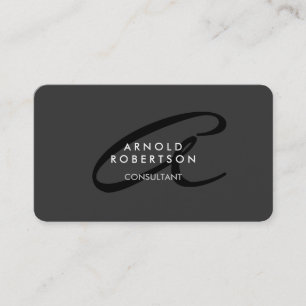 Customise Monogram Plain Grey Trendy Business Card